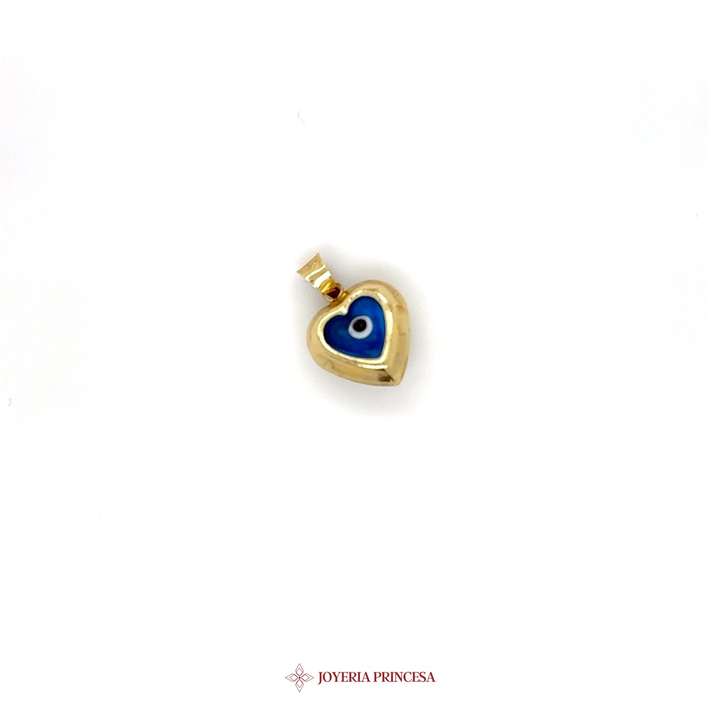 14K Gold Heart Pendant with Blue Enamel