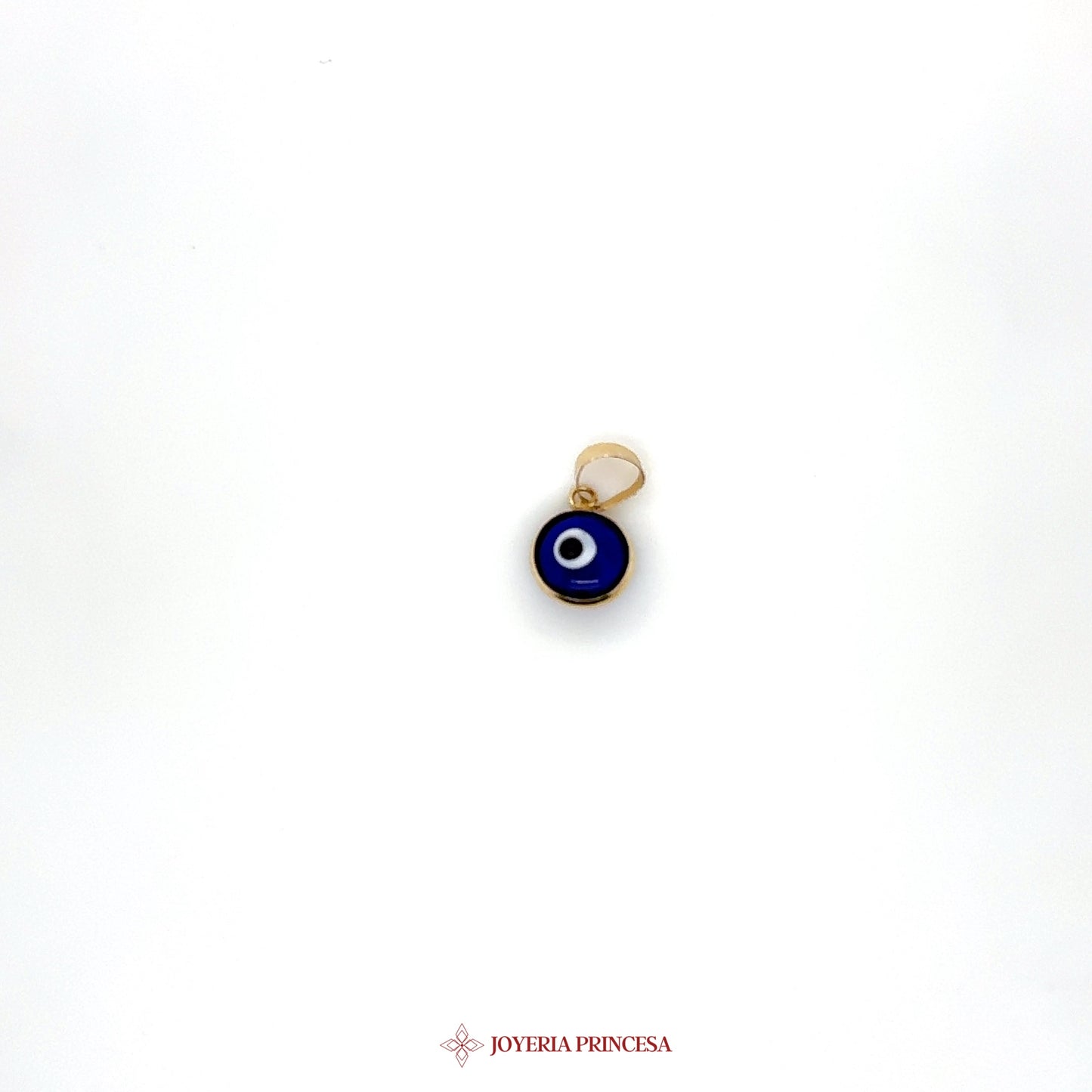 14K Gold Evil Eye Pendant Charm with Blue Enamel