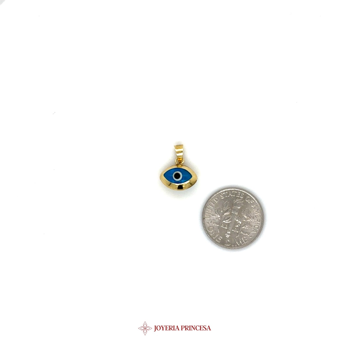 14K Gold Evil Eye Pendant with Blue Enamel (UN-2208)