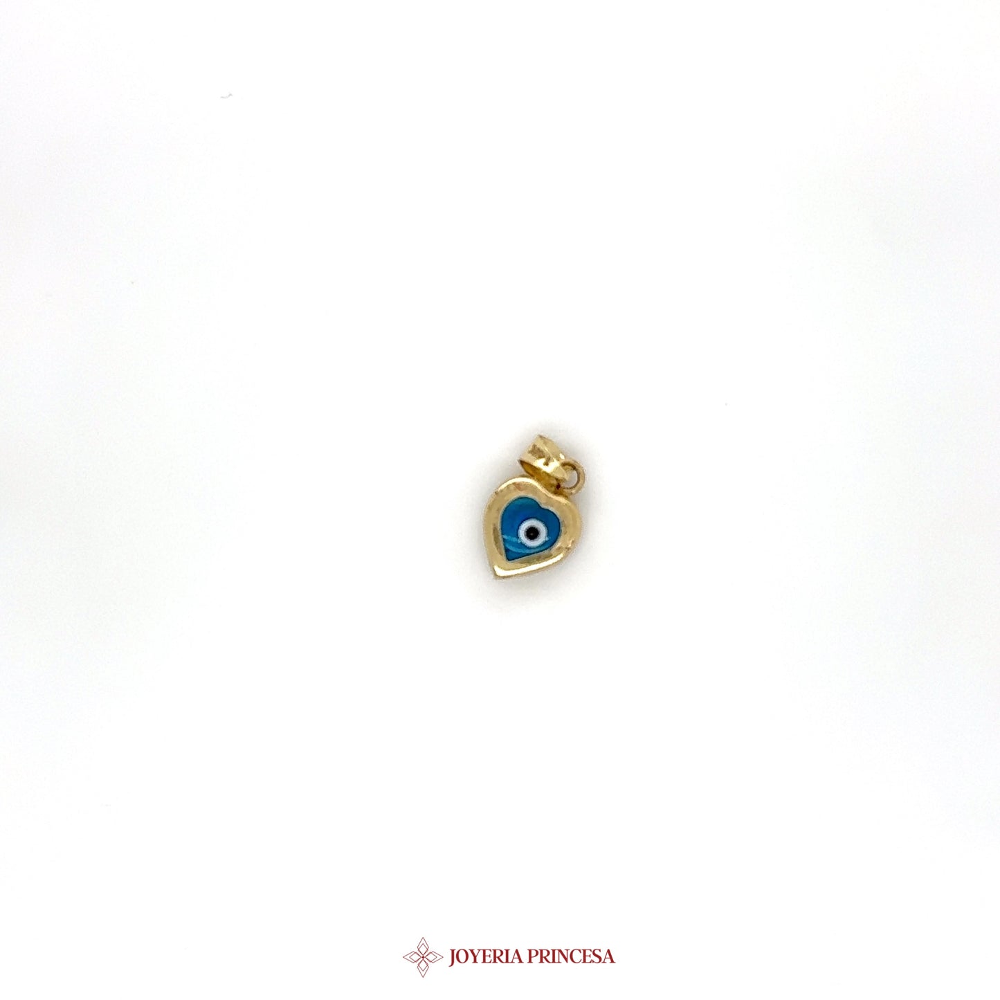 14K Gold Evil Eye Huggie Charm with Blue Enamel