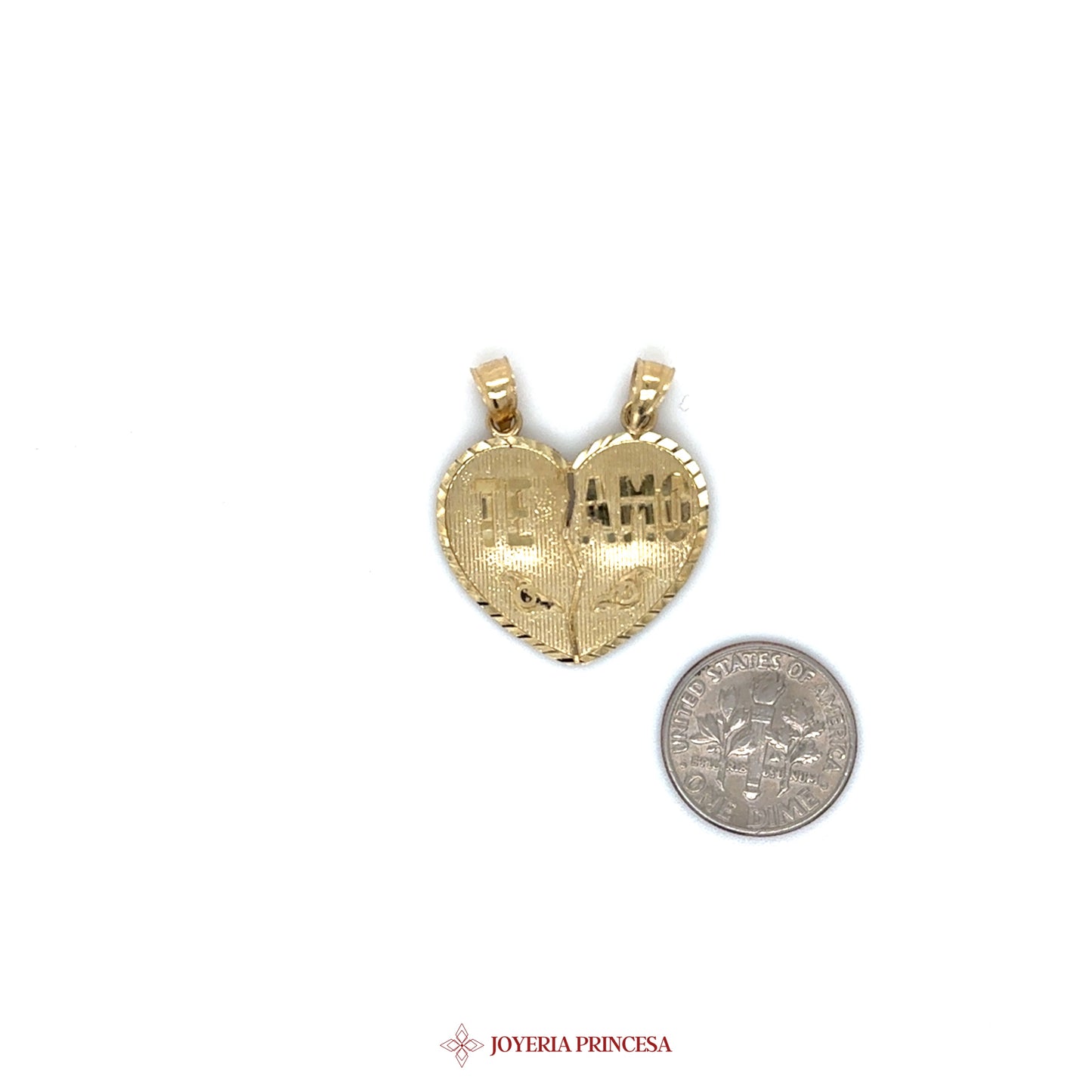 10K Gold Heart Pendant with Engraved 'Te Amo'