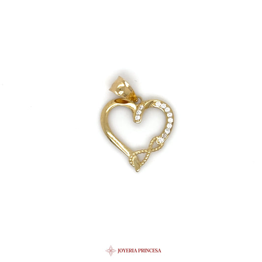 10K Gold Heart Pendant with Infinity Design and CZ Stones