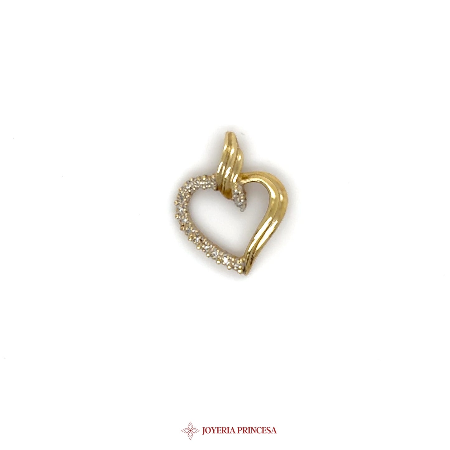 10K Two-Tone Heart Pendant with CZ Accents