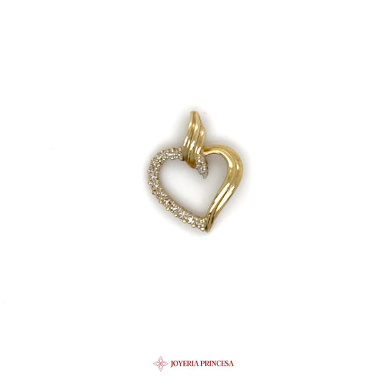 10K Two-Tone Heart Pendant with CZ Accents