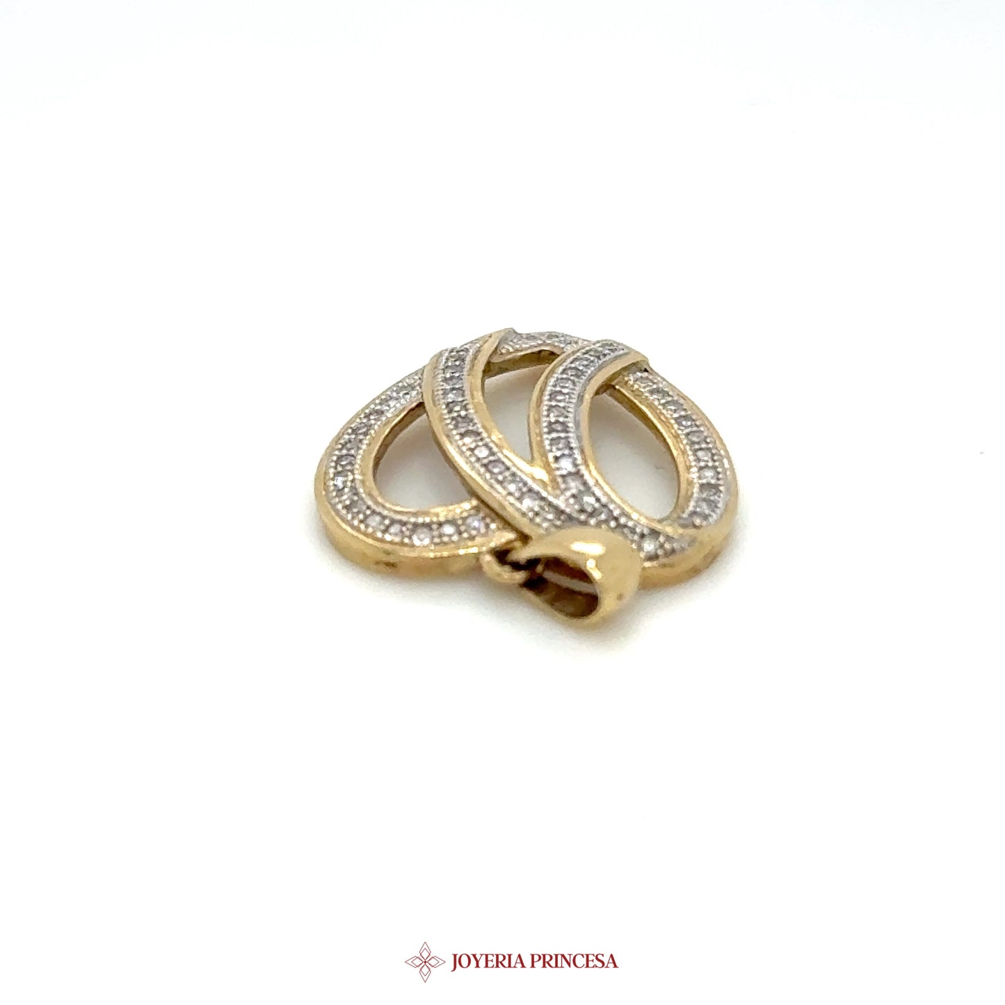 10K Triple Loop Pendant with CZ Accents