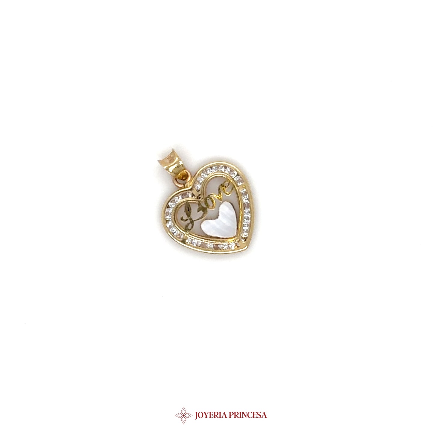10K Heart Pendant with CZ Stones