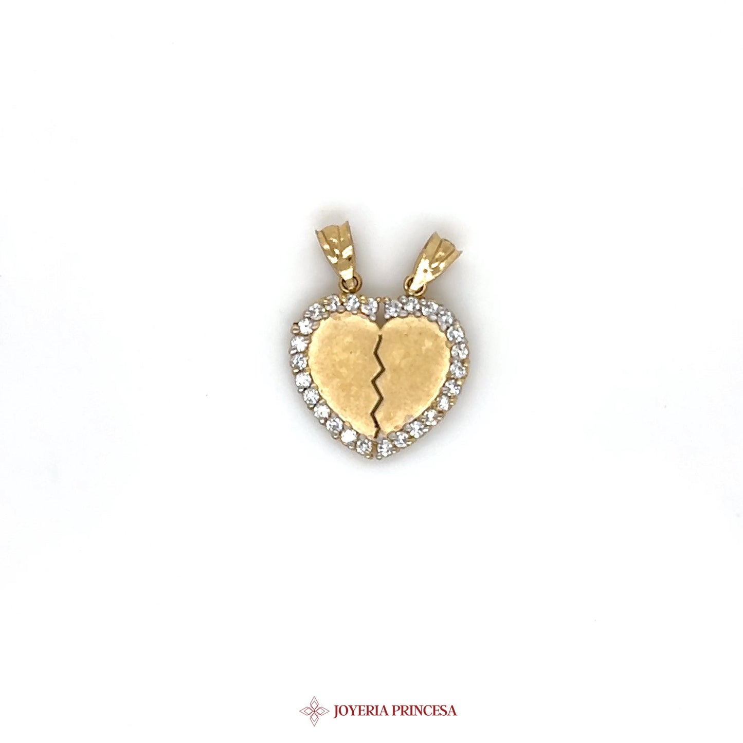 10K Gold Heart Pendant with CZ Stones