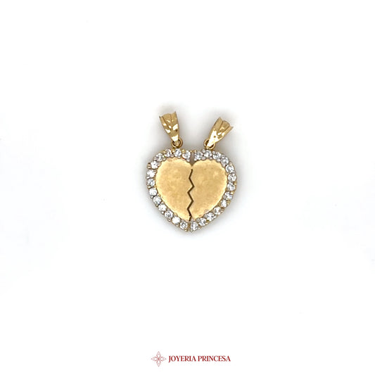 10K Gold Heart Pendant with CZ Stones