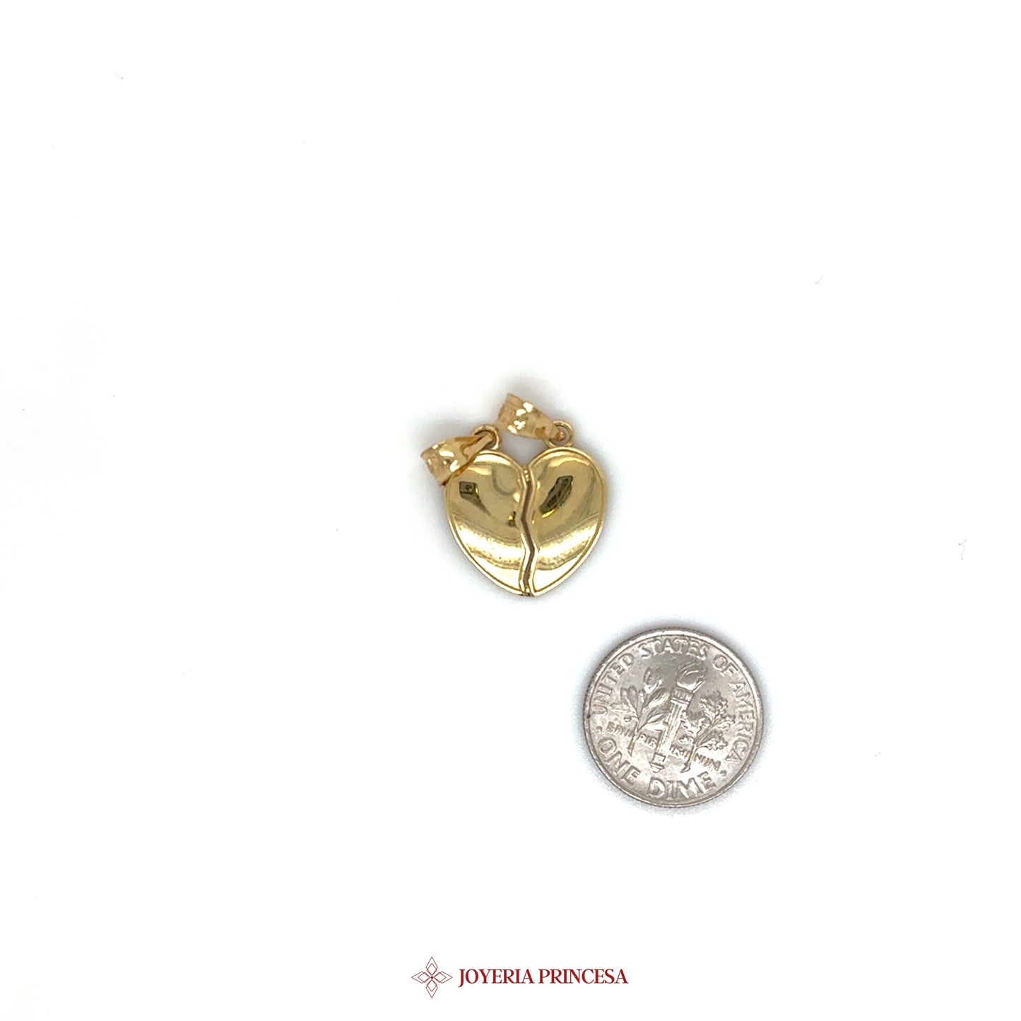 10K Gold Heart Pendant with Bow Detail