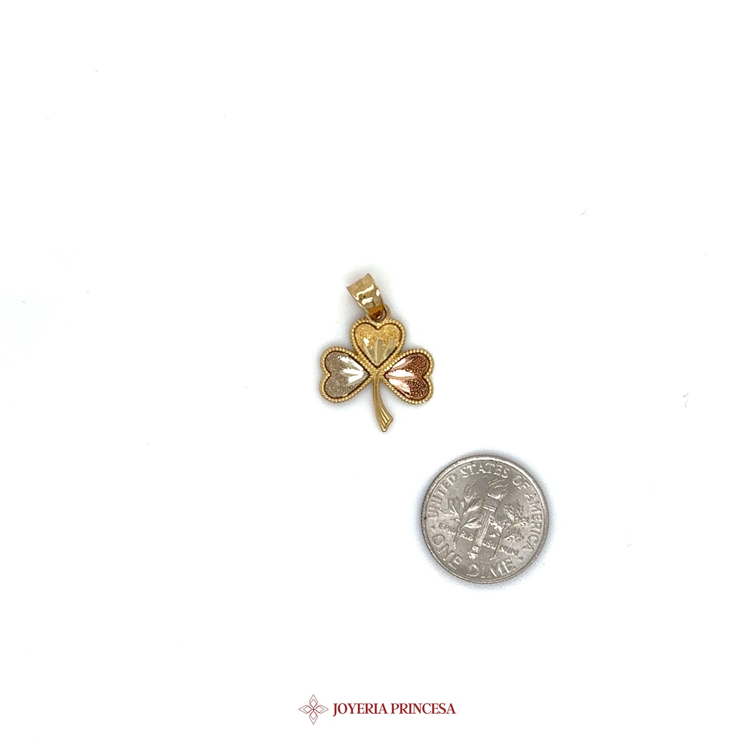 10K Three-Tone Gold Clover Pendant