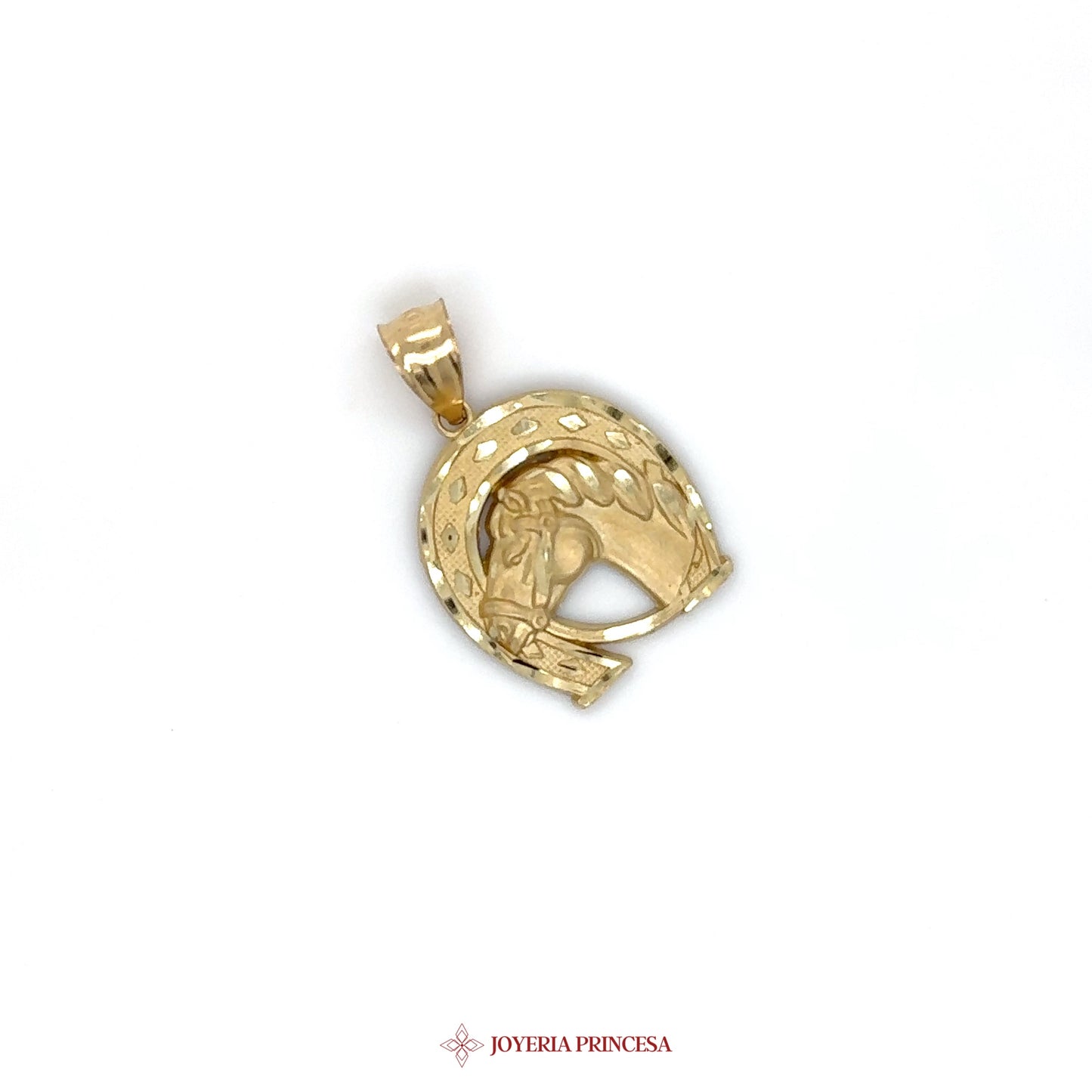 10K Gold Horseshoe Pendant with Detailed Design
