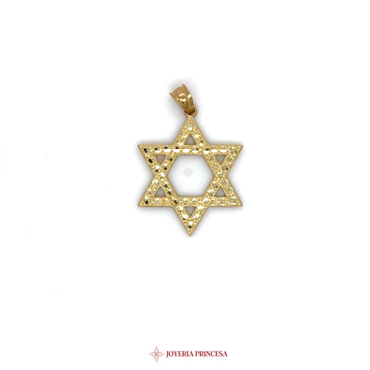 10K Gold Star of David Pendant with Simulated Stones