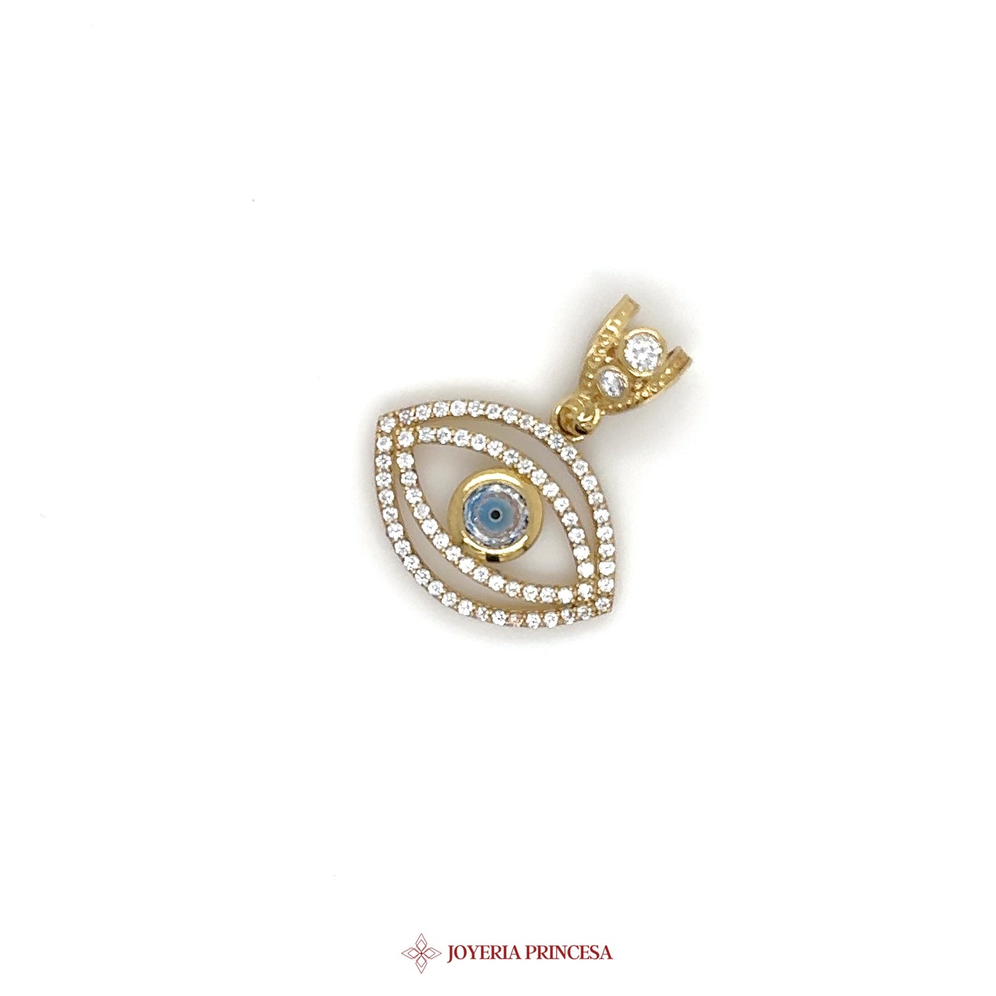 10K Gold Eye Pendant with CZ Accents