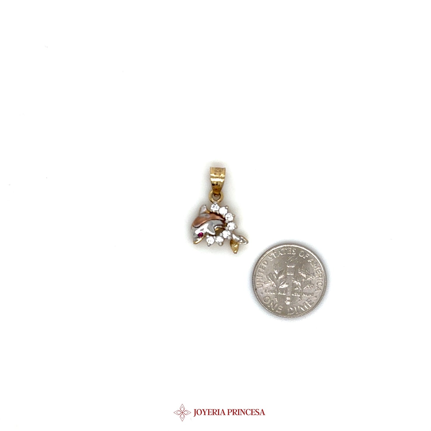 10K Two-Tone Heart Pendant with CZ Stones