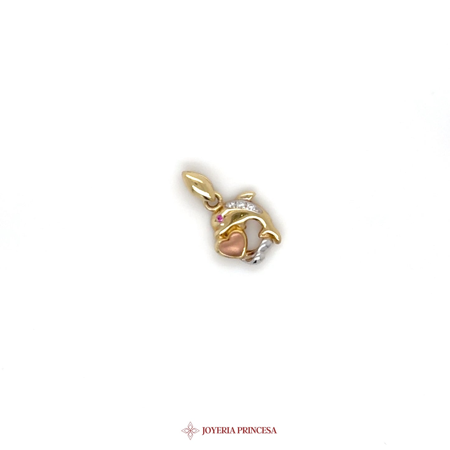 10K Gold Heart Pendant with Multi-Color Accents