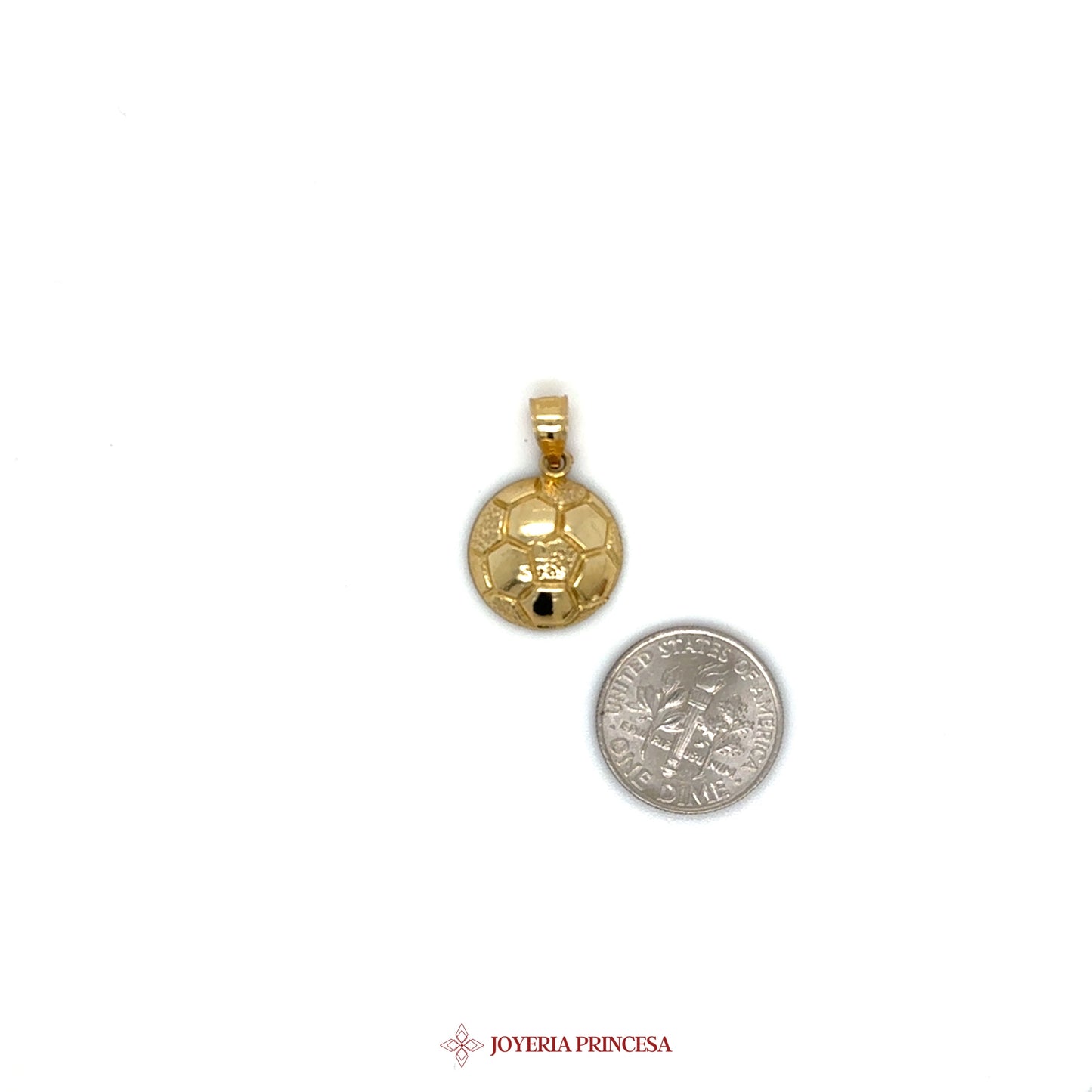 10K Yellow Gold Round Soccer Ball Pendant