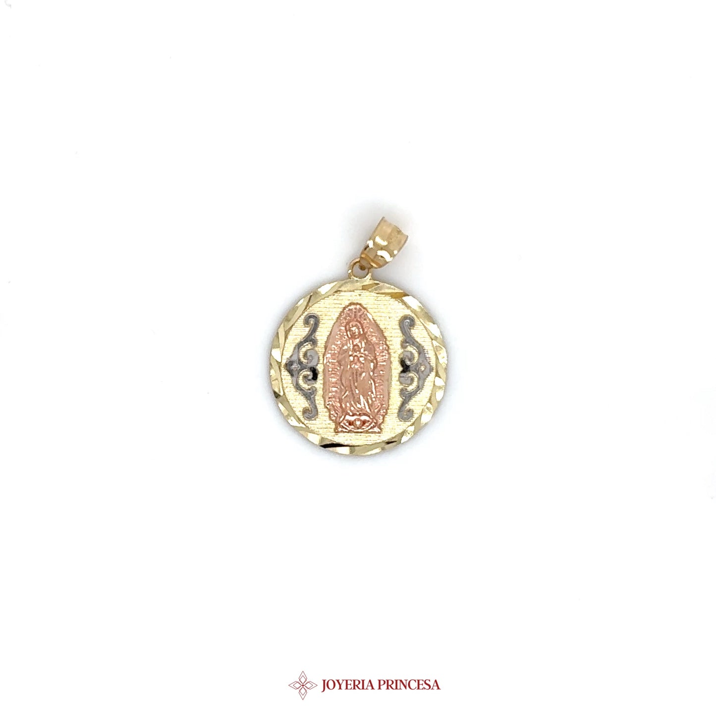 10K Mary the Virgin Pendant with Rose Gold Accents