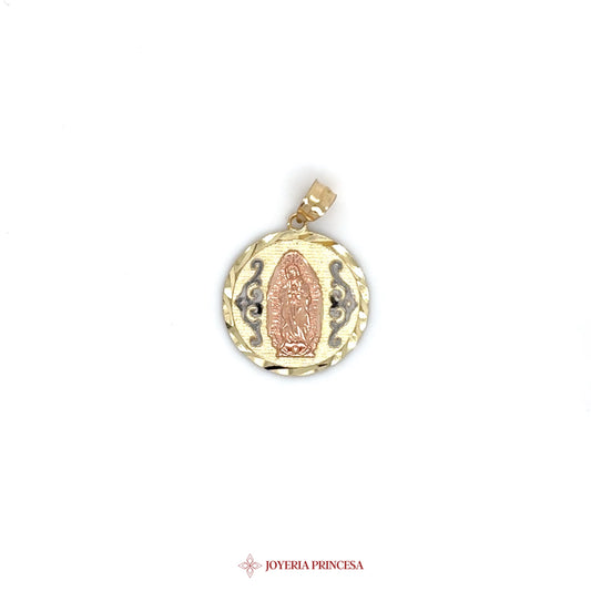 10K Mary the Virgin Pendant with Rose Gold Accents