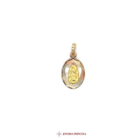 10K Mary the Virgin Pendant with Two-Tone Gold