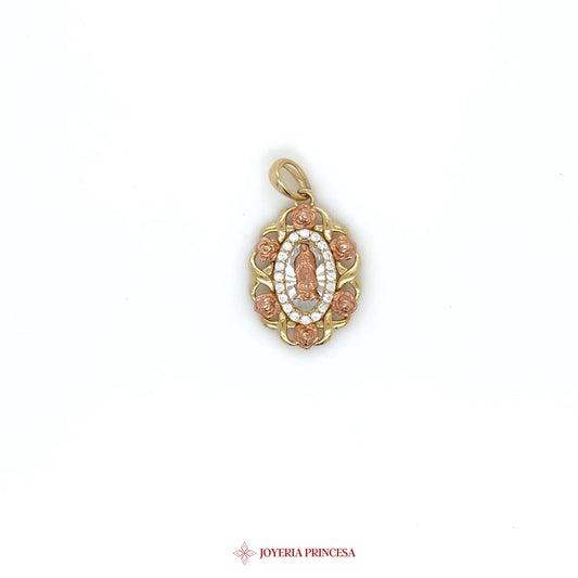 10K Two-Tone Mary Virgin Pendant with CZ Stones