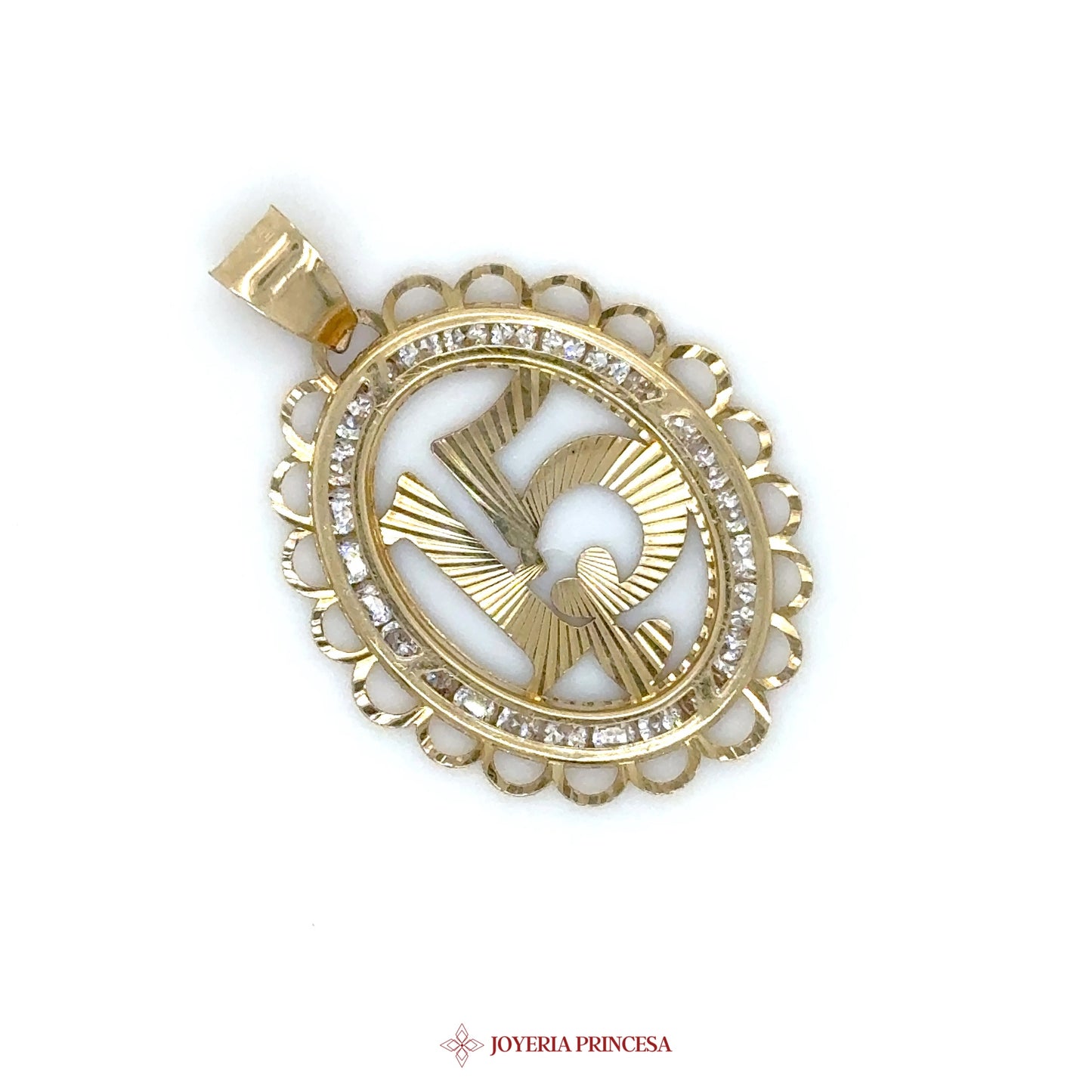10K Gold Quinceañera Pendant with CZ Accents