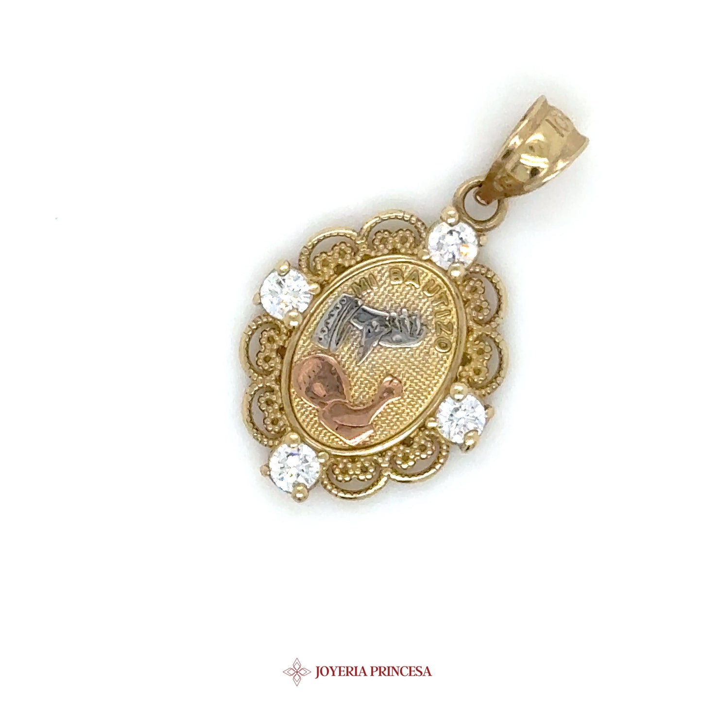 10K Gold Bautizo Pendant 3 Tone