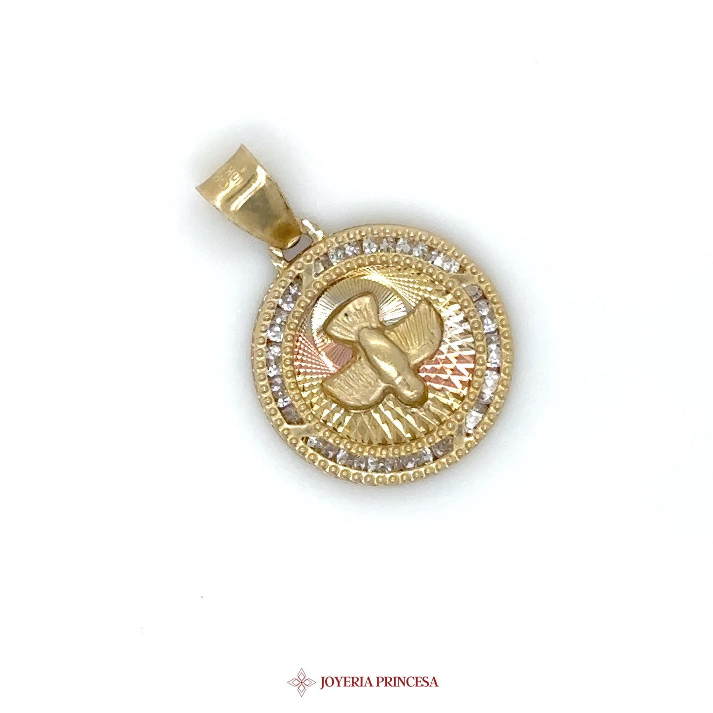 10K Gold Bautizo Pendant with CZ Accents