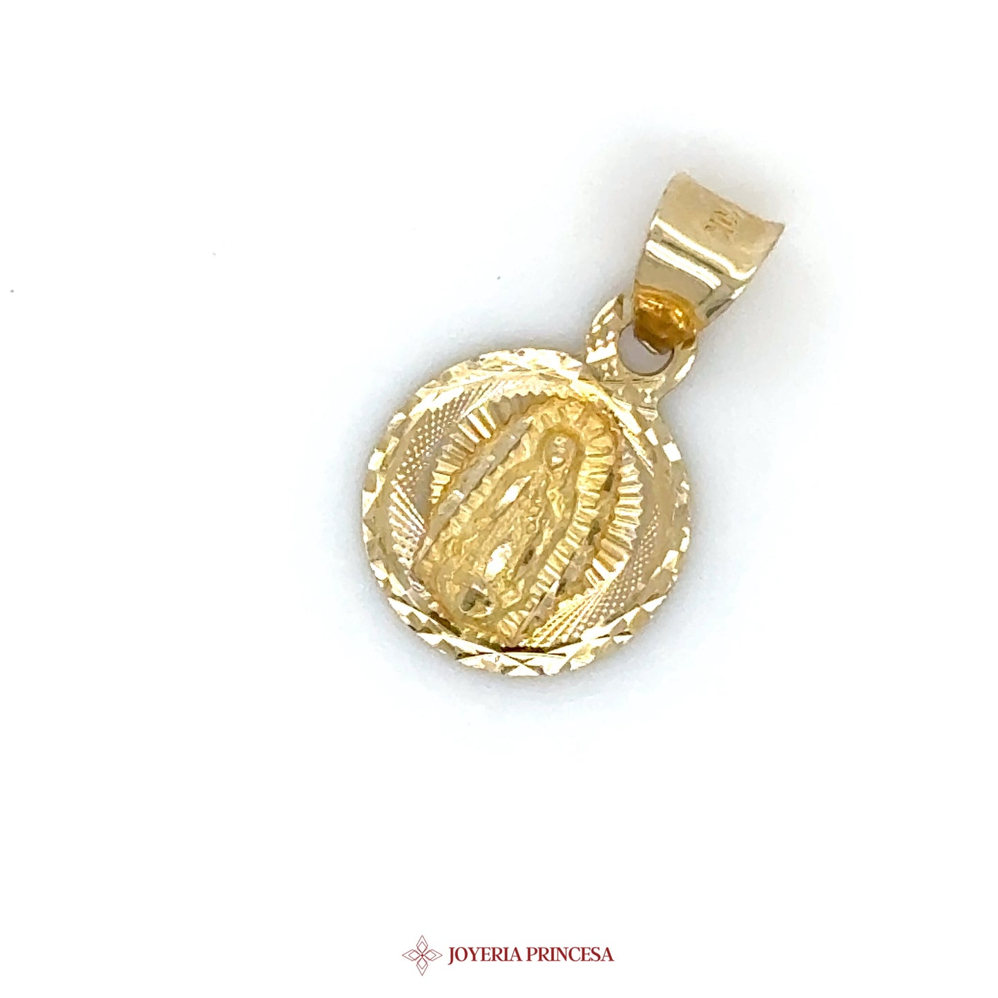 10K Gold Mary the Virgin Pendant with Textured Border