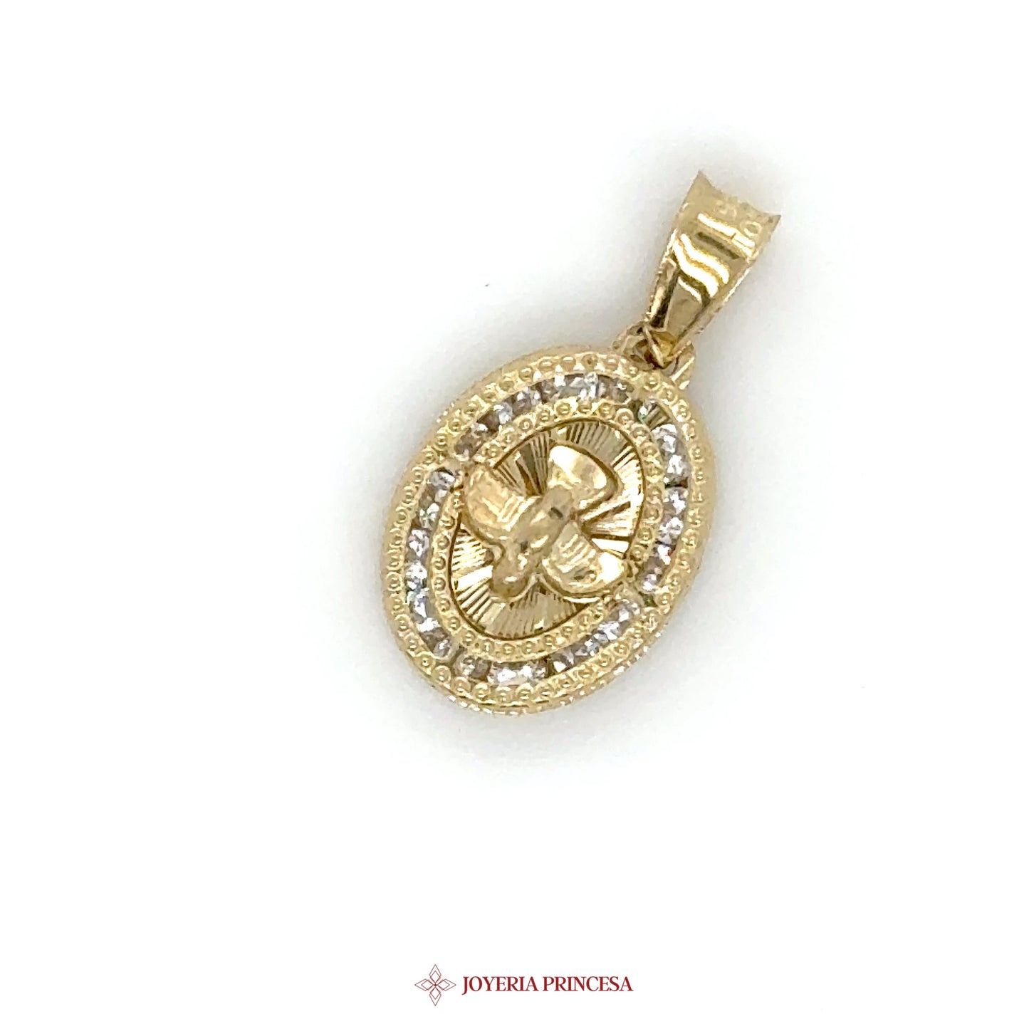 10K Gold Bautizo Pendant with Detailed Design