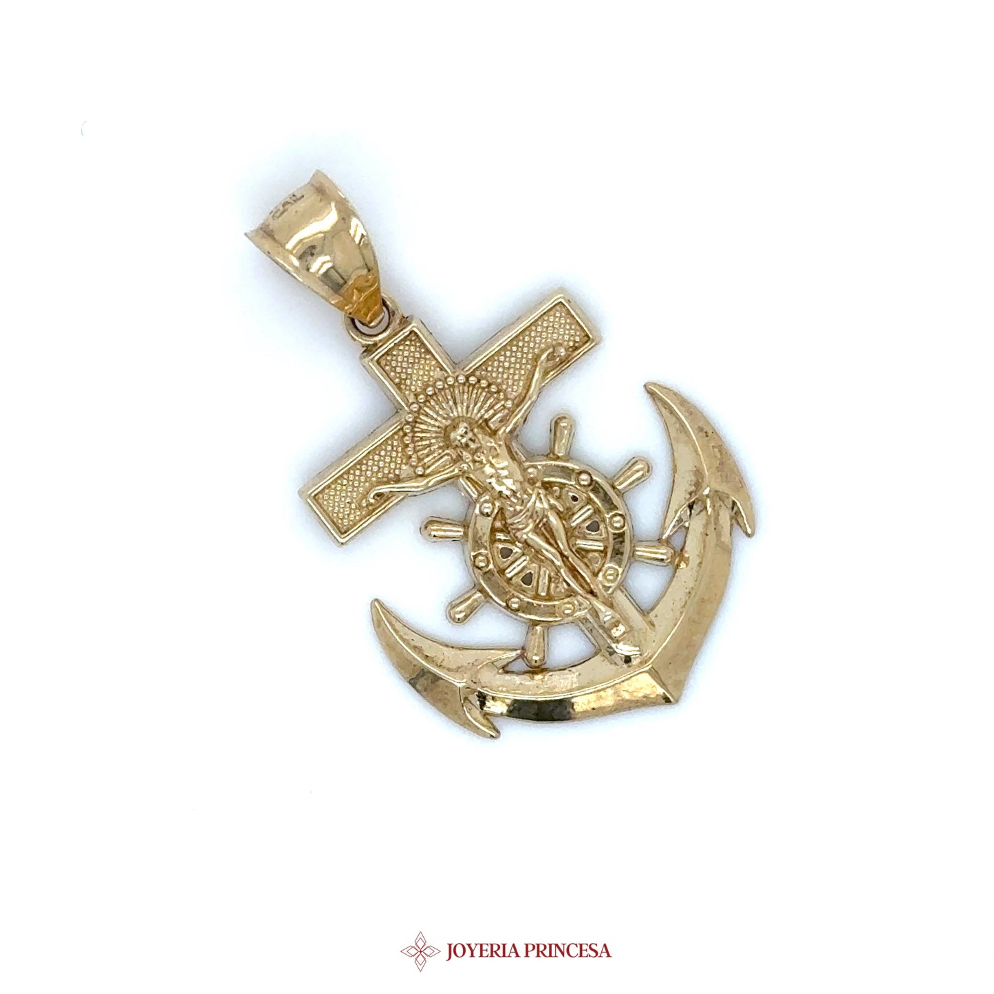 10K Gold Anchor and Cross Pendant