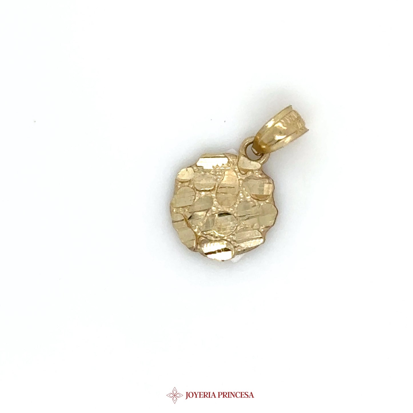 10K Textured Round Pendant with Unique Design