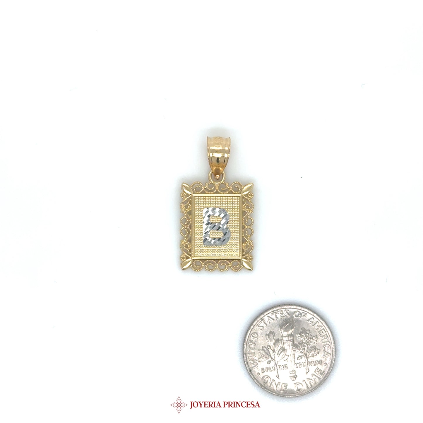 14K Gold Initial Pendant with CZ Stones