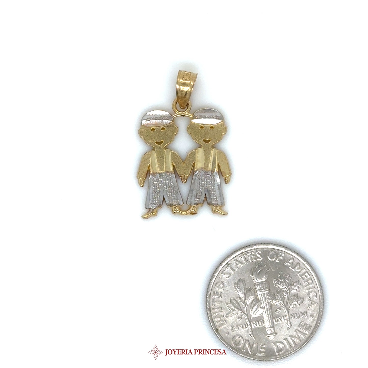 14K Gold Twin Figurine Pendant Charm