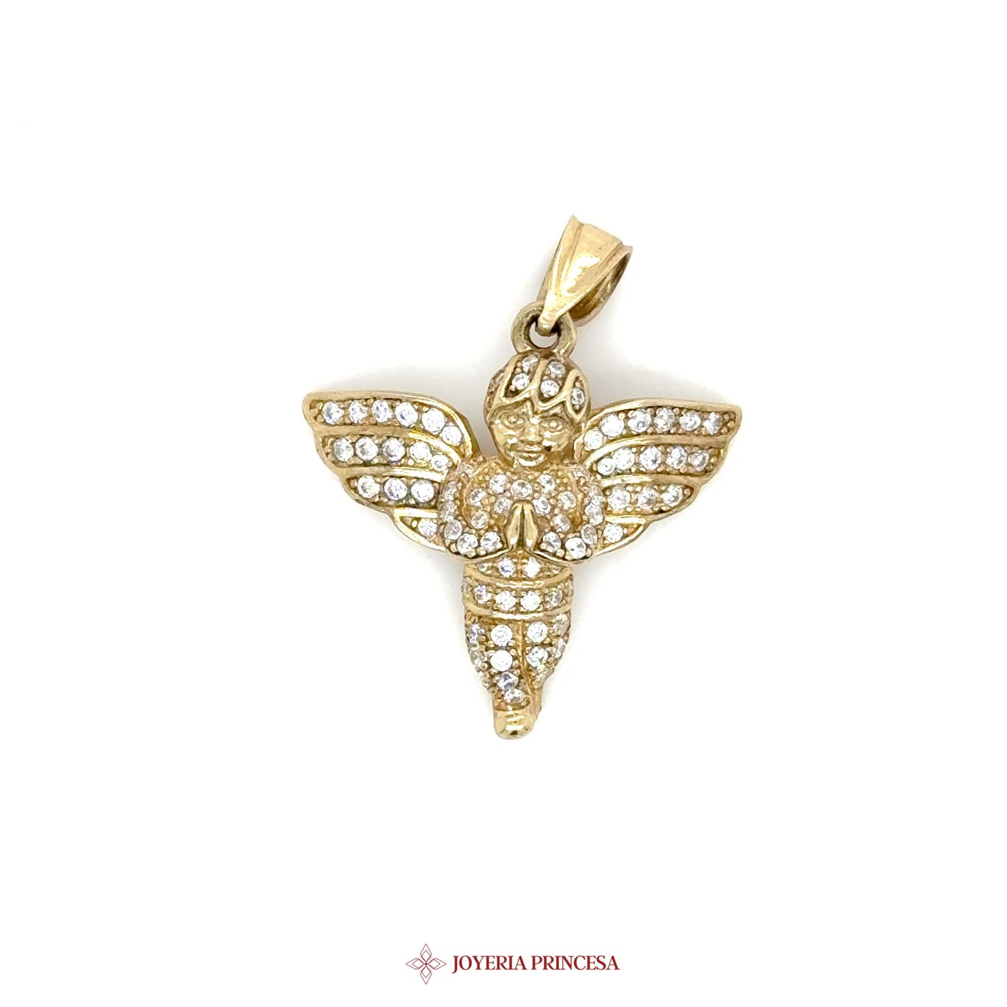10K Angel Pendant with CZ Stones