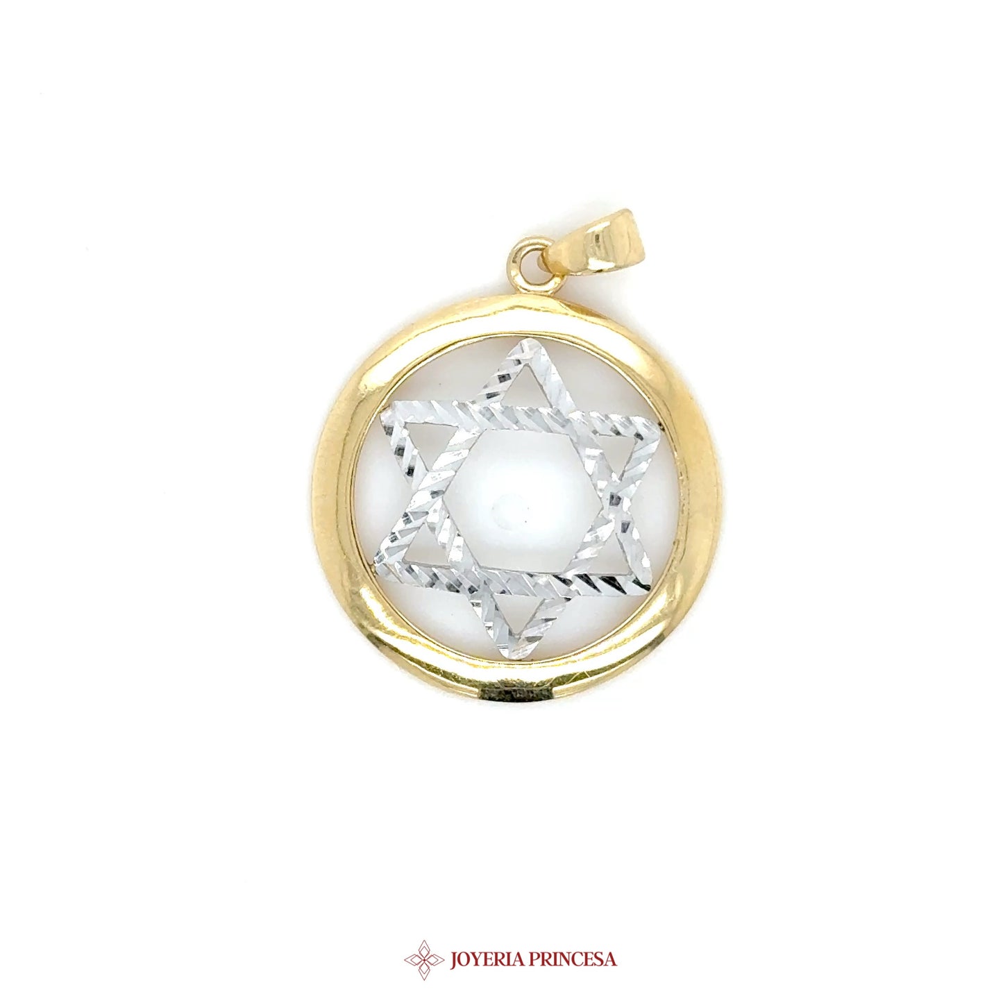 10K Star of David Pendant with Circle Frame