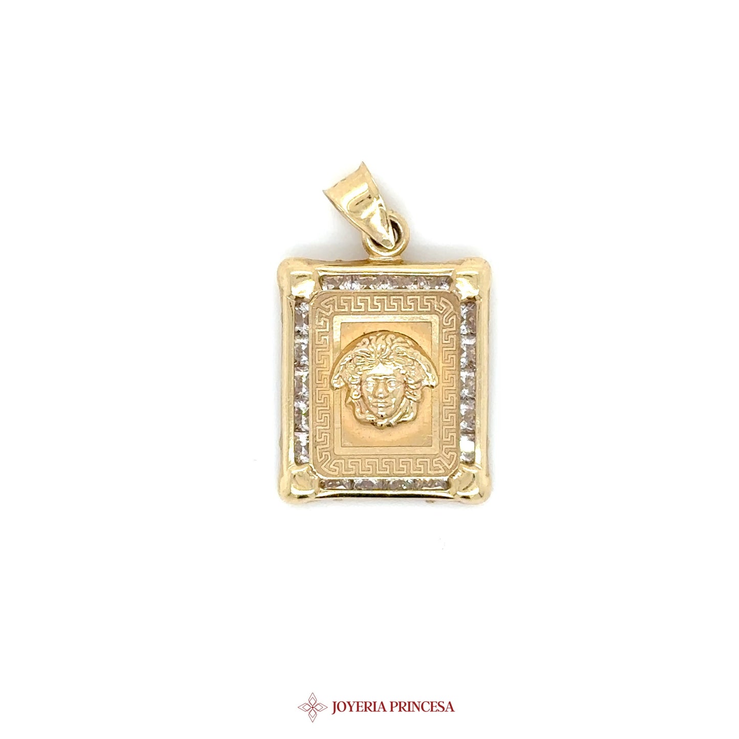 10K Gold Medusa Pendant with CZ Accents