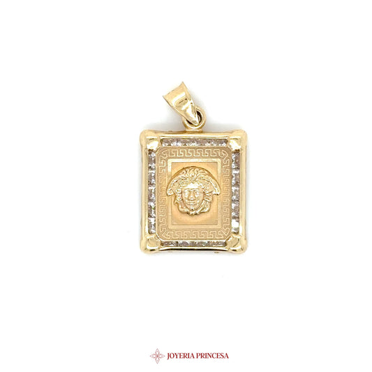 10K Gold Medusa Pendant with CZ Accents