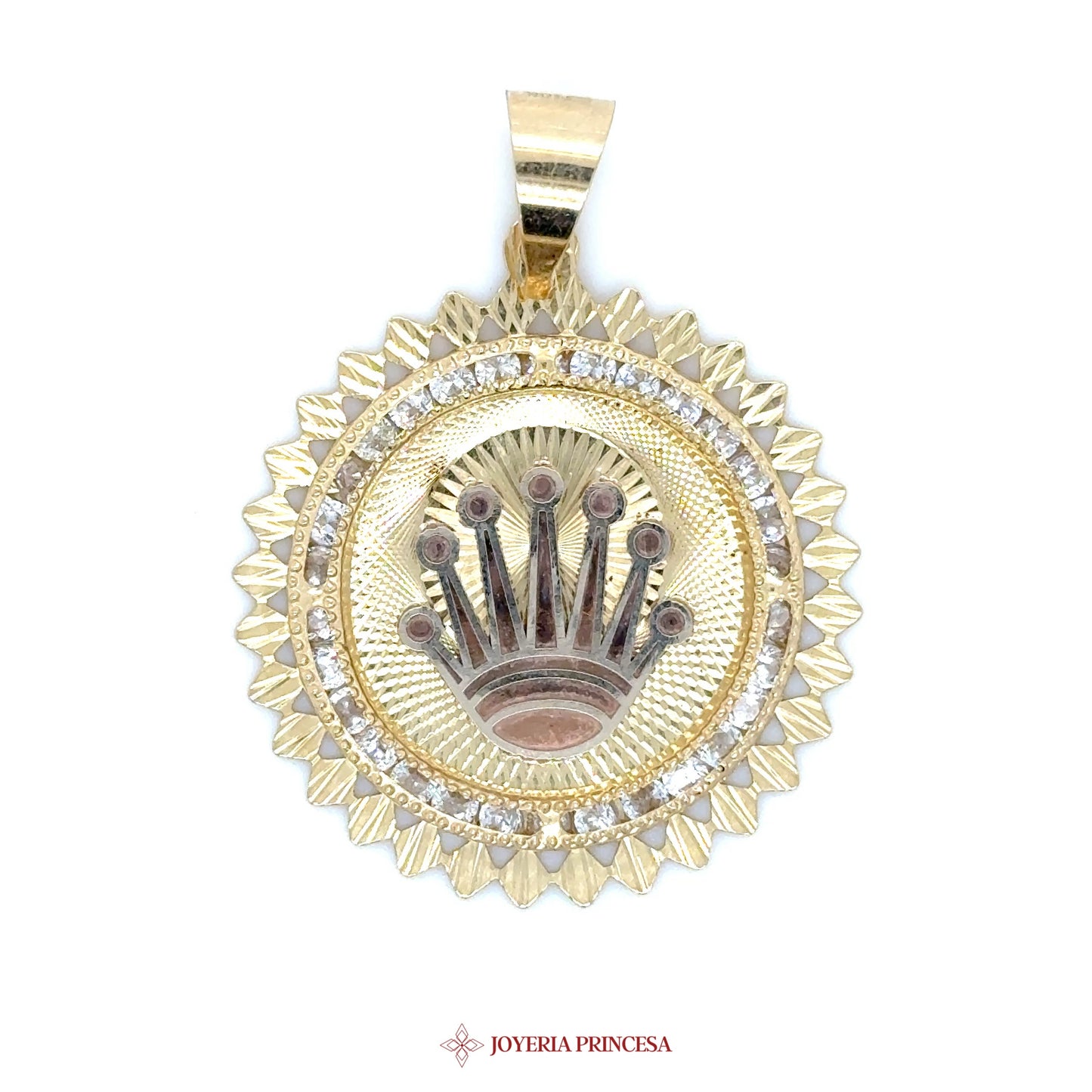 10K Gold Crown Pendant with Stones