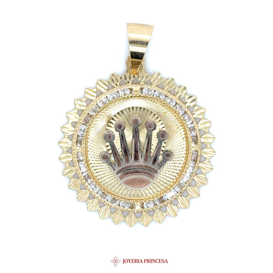 10K Gold Crown Pendant with Stones