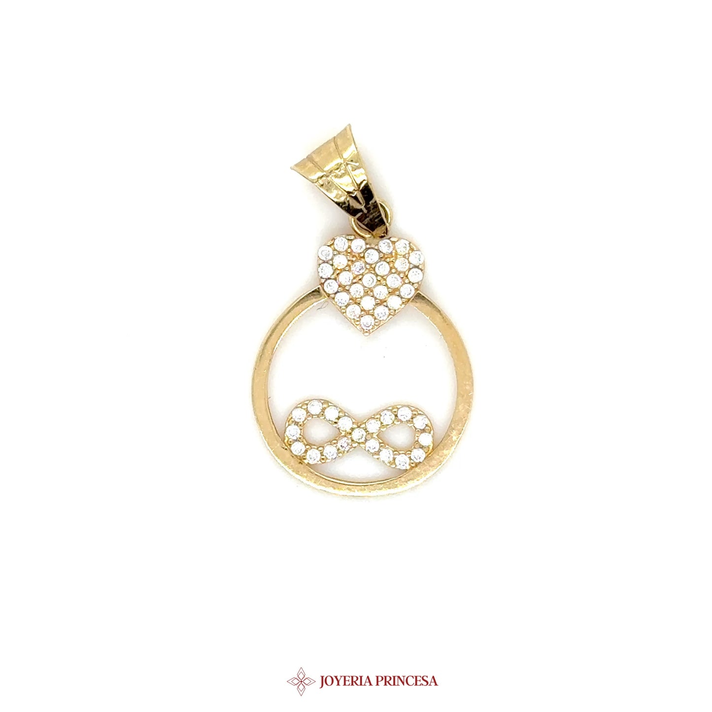 10K Infinity Heart Pendant with CZ Stones