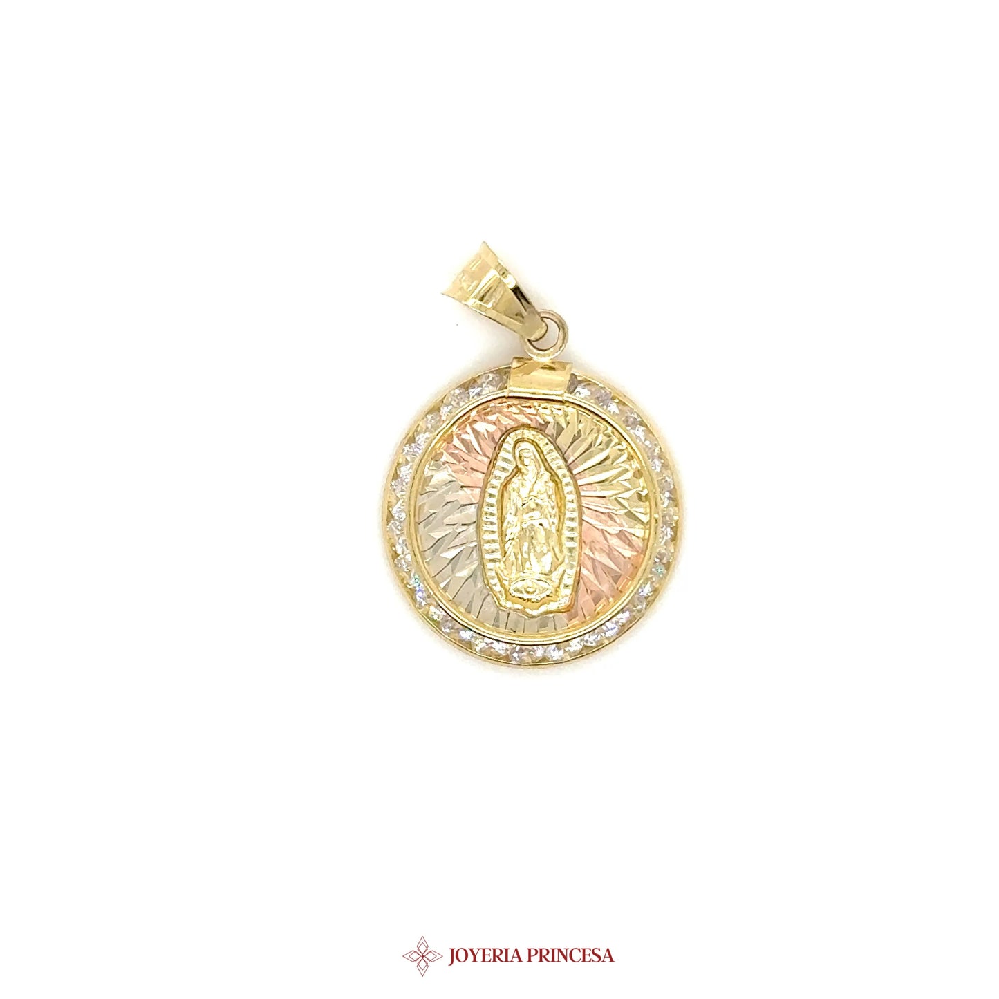 10K Pendant Virgen de Guadalupe with Tri-Color Design