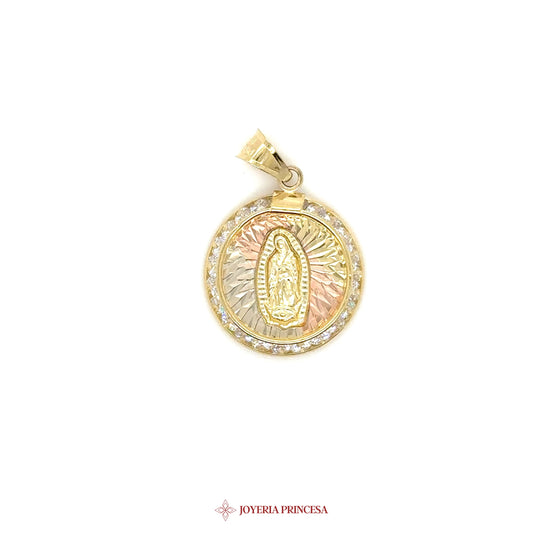 10K Pendant Virgen de Guadalupe with Tri-Color Design