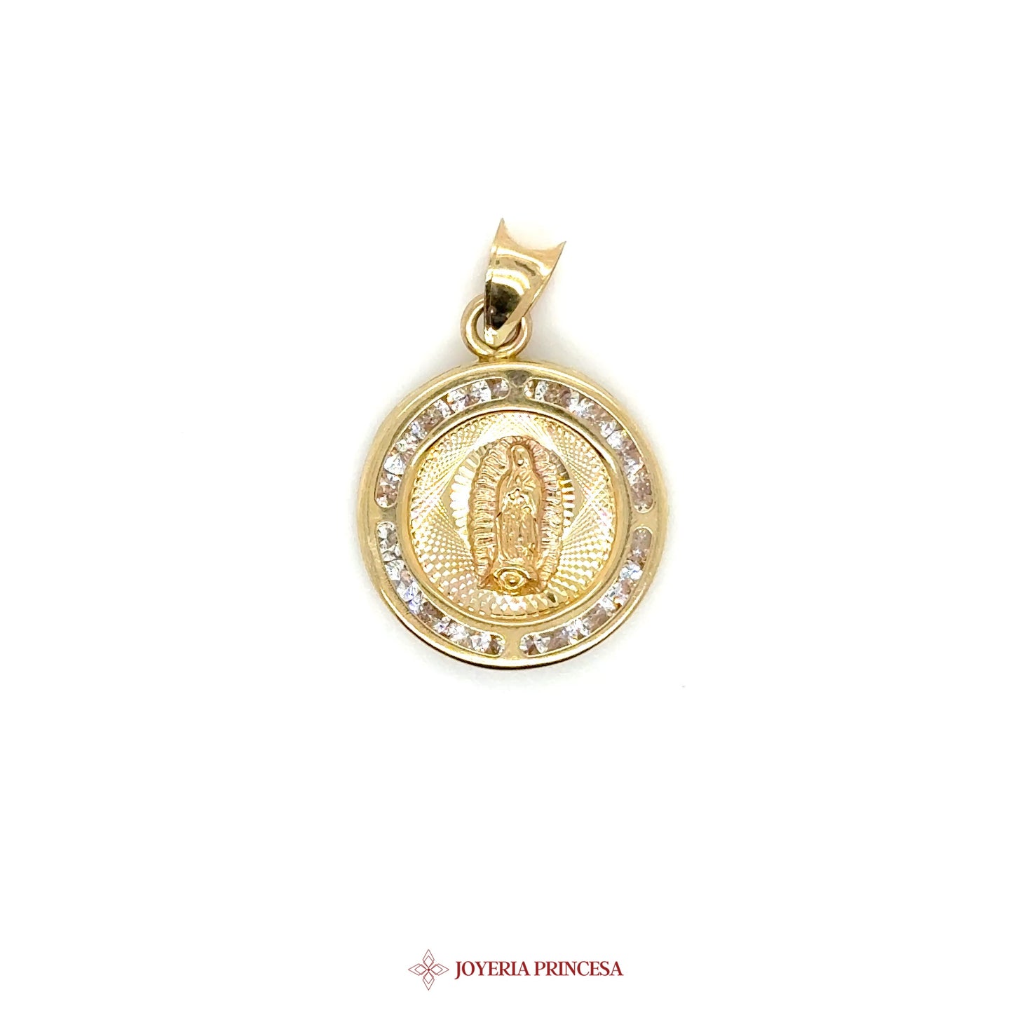 10K Pendant Virgen de Guadalupe with CZ Accents