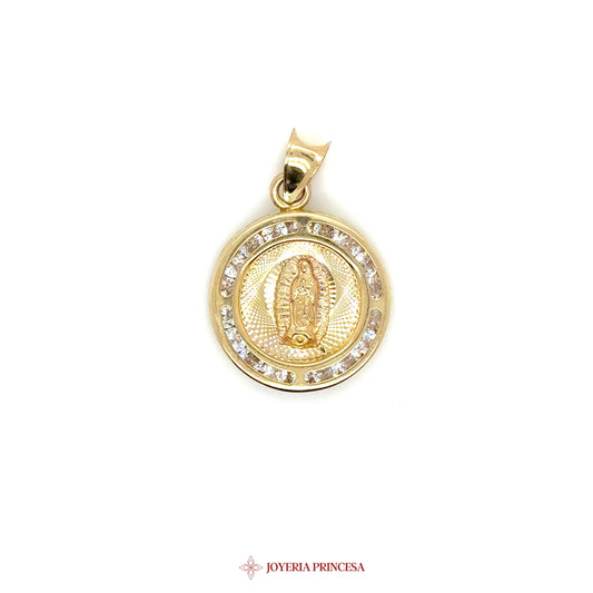 10K Pendant Virgen de Guadalupe with CZ Accents