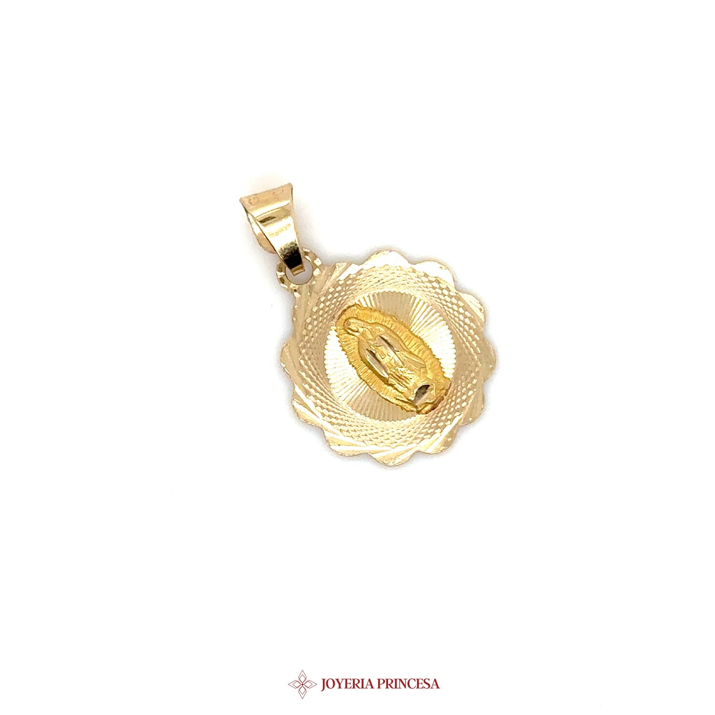 10K Virgen de Guadalupe Pendant with Scalloped Edge