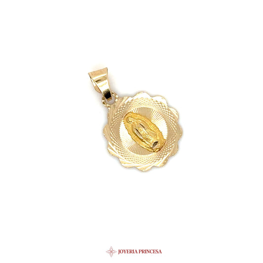 10K Virgen de Guadalupe Pendant with Scalloped Edge