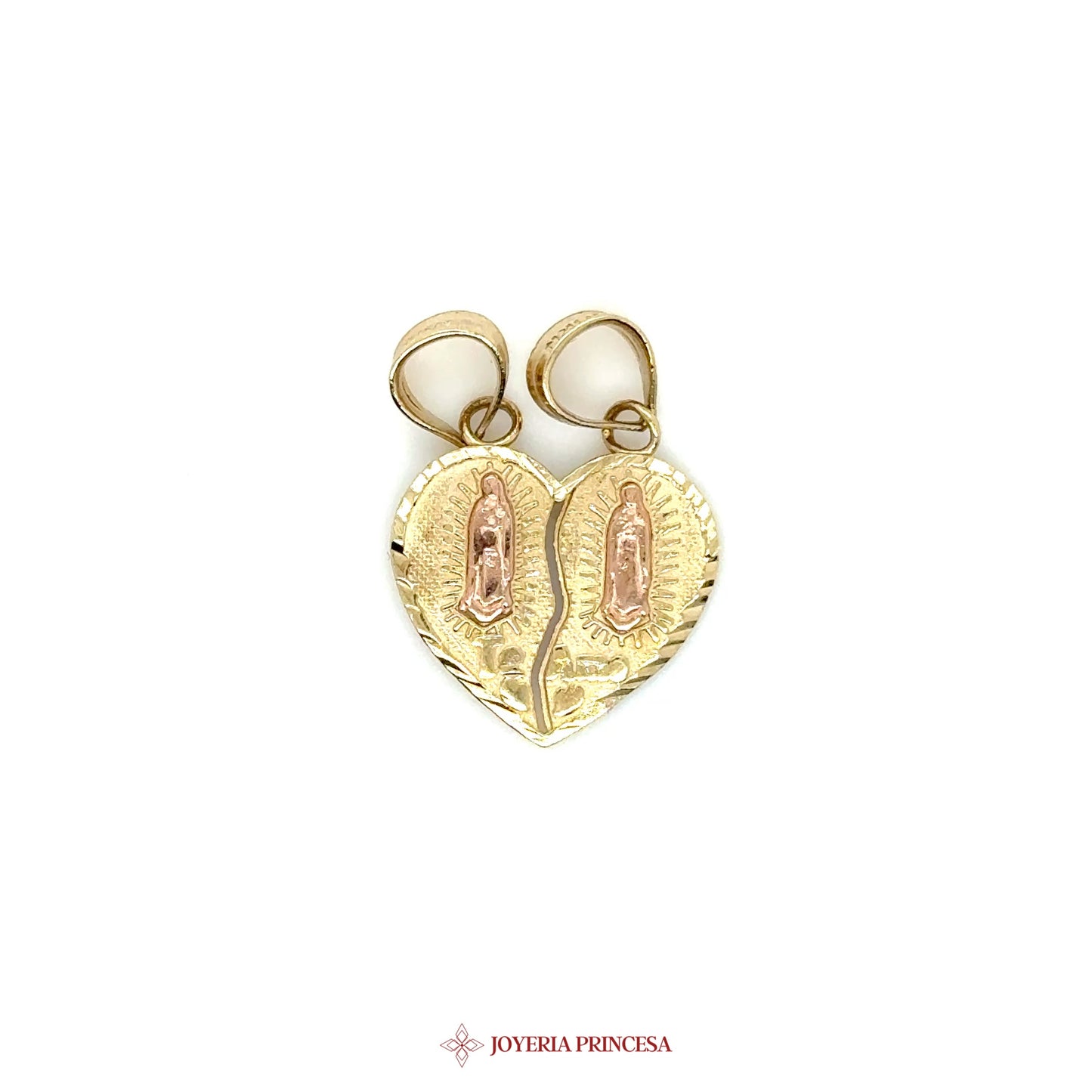 10K Pendant Virgen de Guadalupe Heart Design