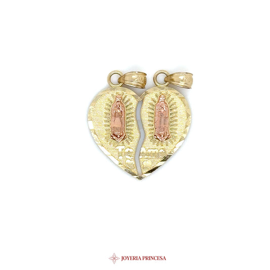 10K Pendant Virgen de Guadalupe Heart Motif
