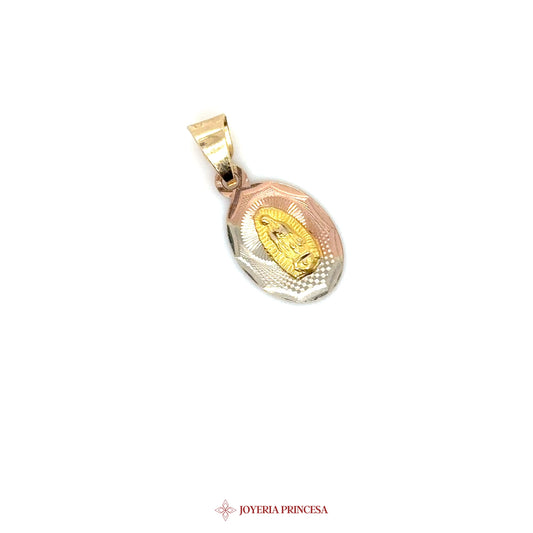 10K Pendant Virgen de Guadalupe Gold & Silver Motif