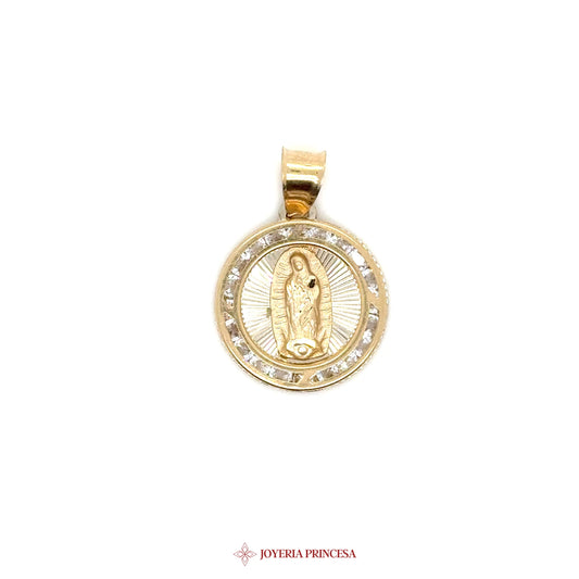 10K Virgen de Guadalupe Pendant with Simulated Diamonds